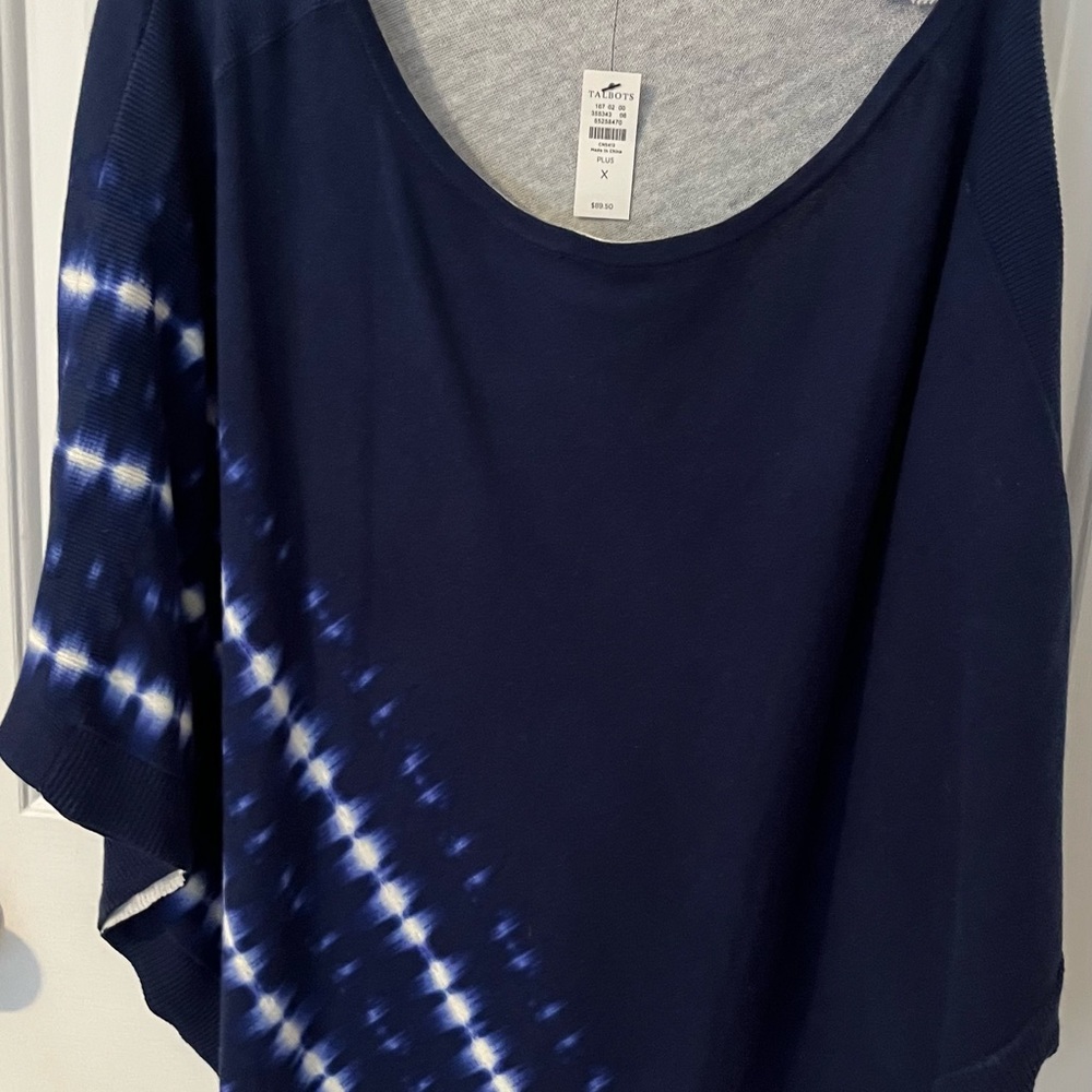 Navy tie dye lightweight poncho super cute NWT from Talbots